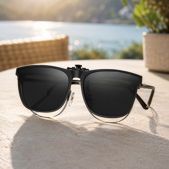 UV400 Polarized Clip-On Flip-Up Sunglasses for Prescription Glasses
