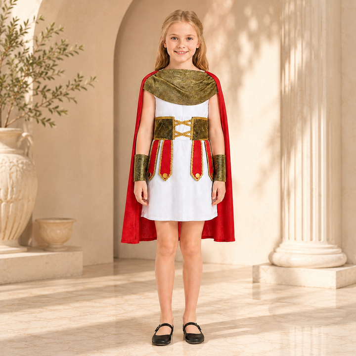 Roman Warrior Girl Costume with Cape Halloween Costume