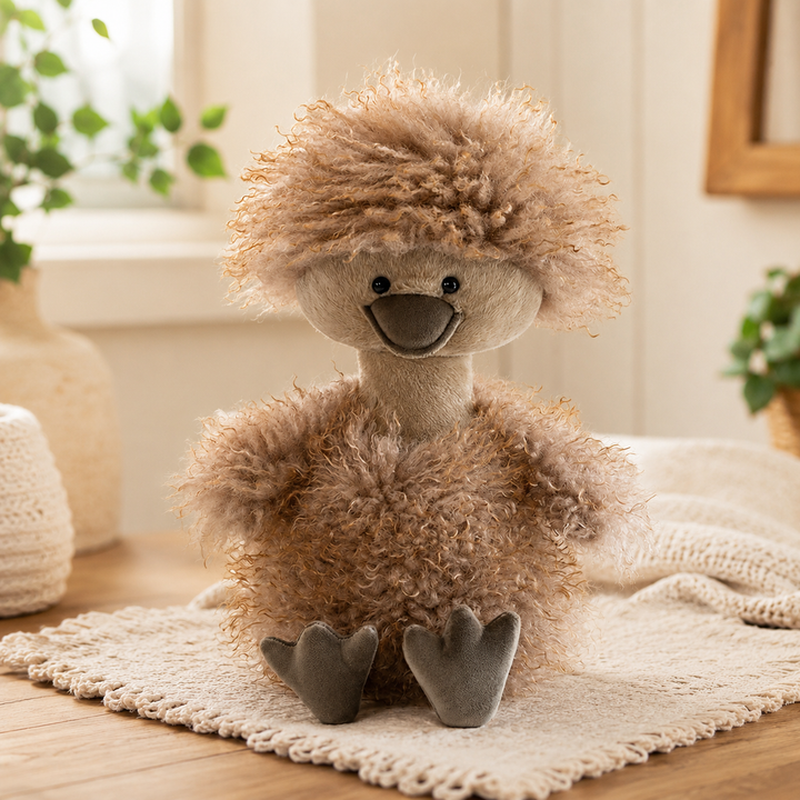 Cute Curly Duck Plush Toy Soft Fluffy Stuffed Throw Pillow Kids Gift