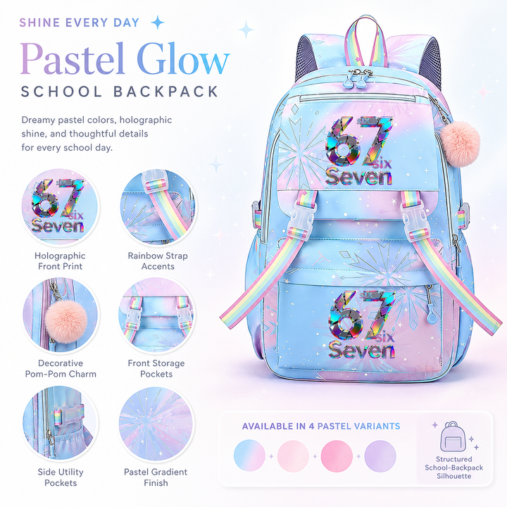 Six Seven 67 Girls Lightweight School Backpack