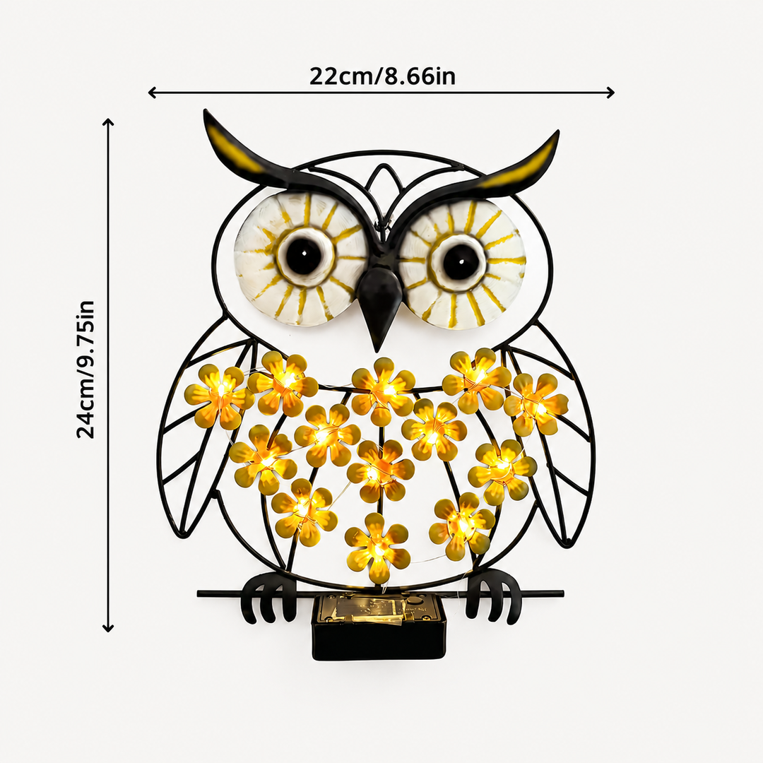 Solar Iron Owl Outdoor Wall Lamp Garden Metal Lawn Courtyard Landscape Ambiance Lighting