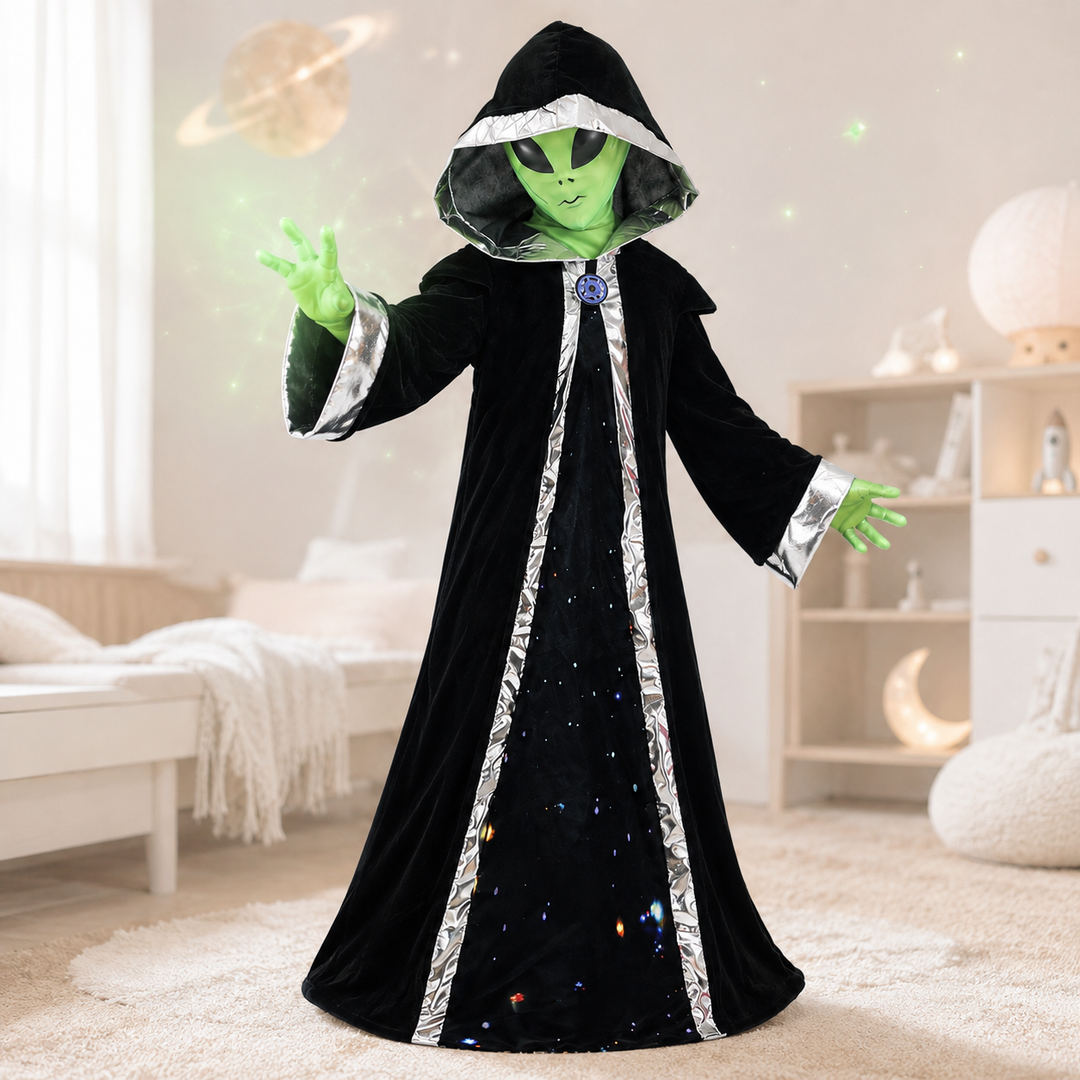 Alien Boss Kids Costume Hooded Robe with Mask for Halloween