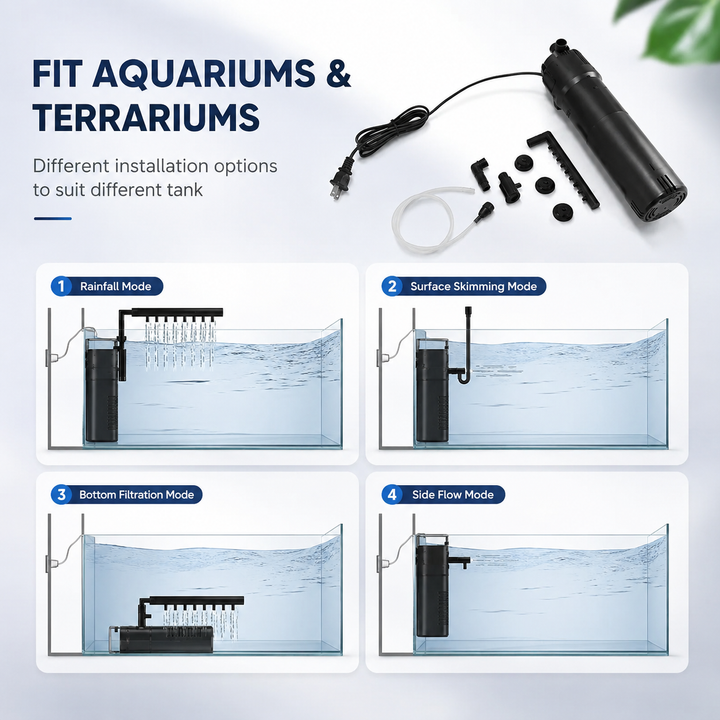 UV Aquarium Sterilizer Filter Light Fish Pond Tank Clarifier Pump Algae Killer