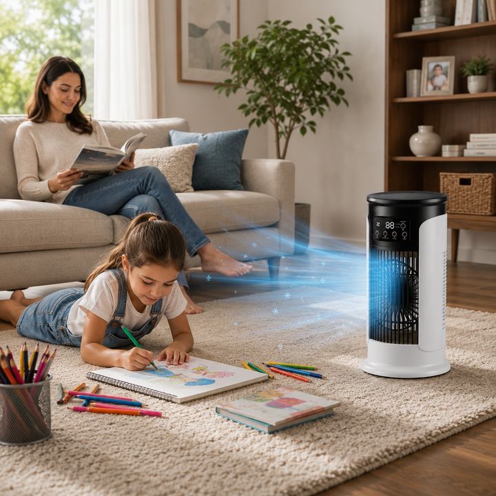 3-in-1 Portable Air Conditioner Fan 6 Speed Air Cooler Humidifier