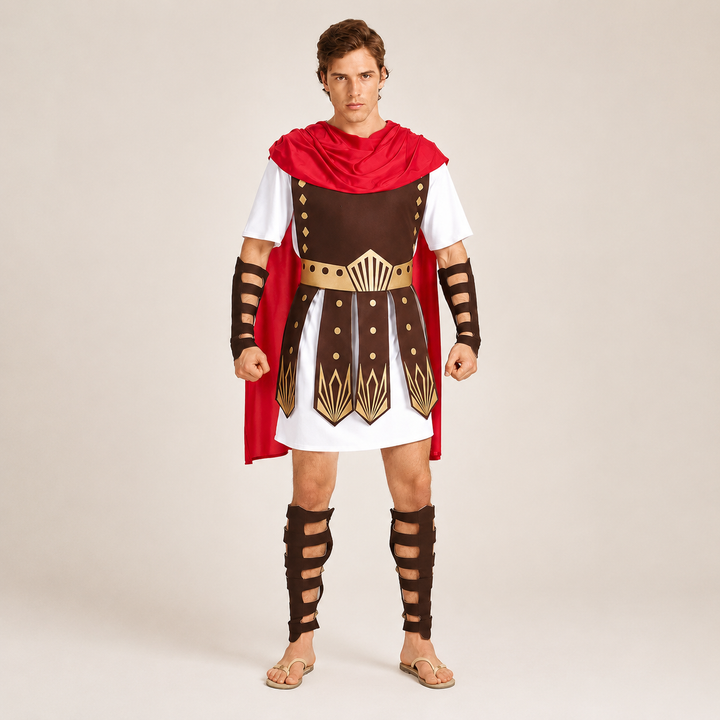 Roman Gladiator Costume Warrior Costume with Cape for Men and Women