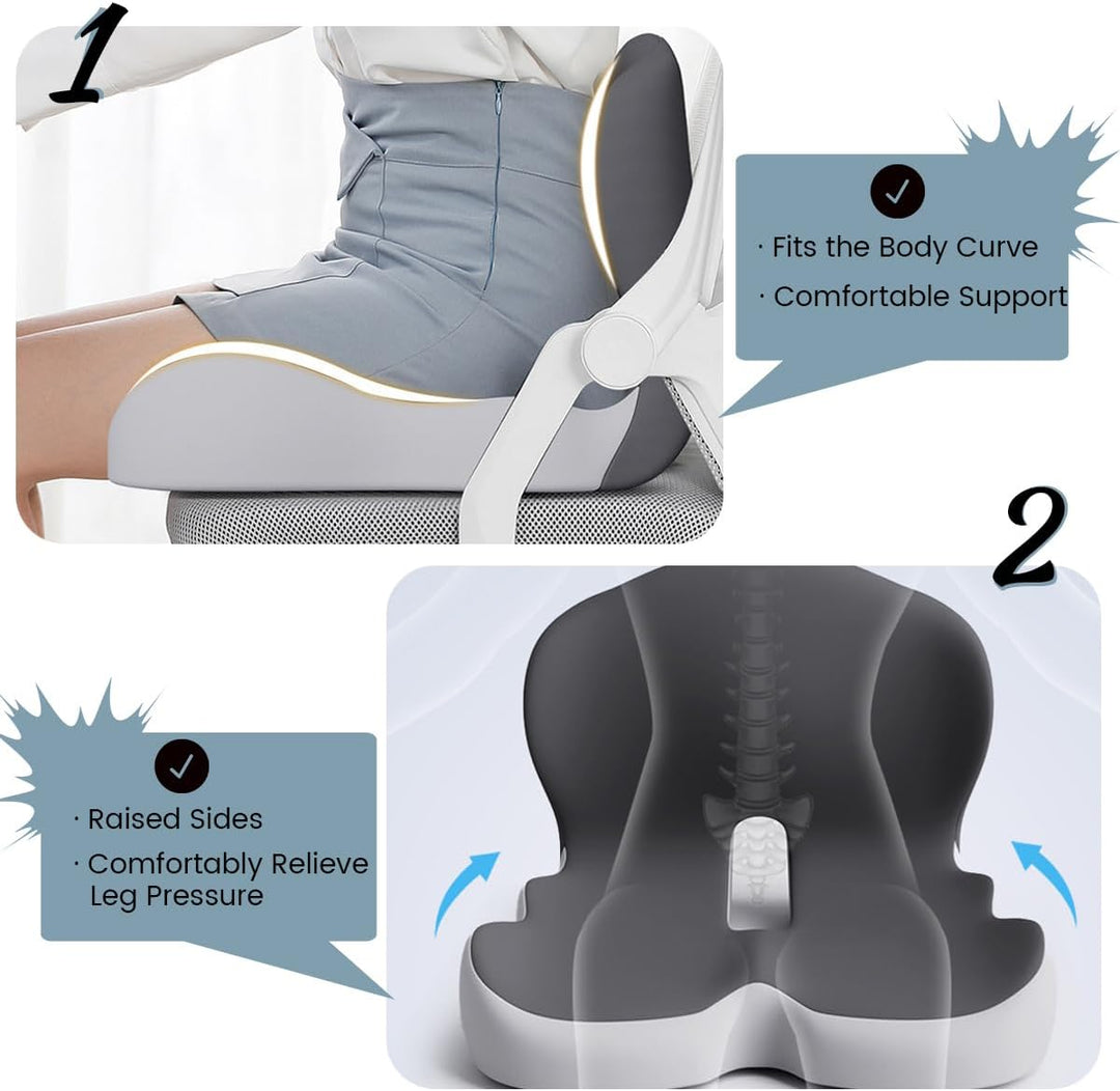 Memory Foam Back and Seat Cushion with Lumbar Support