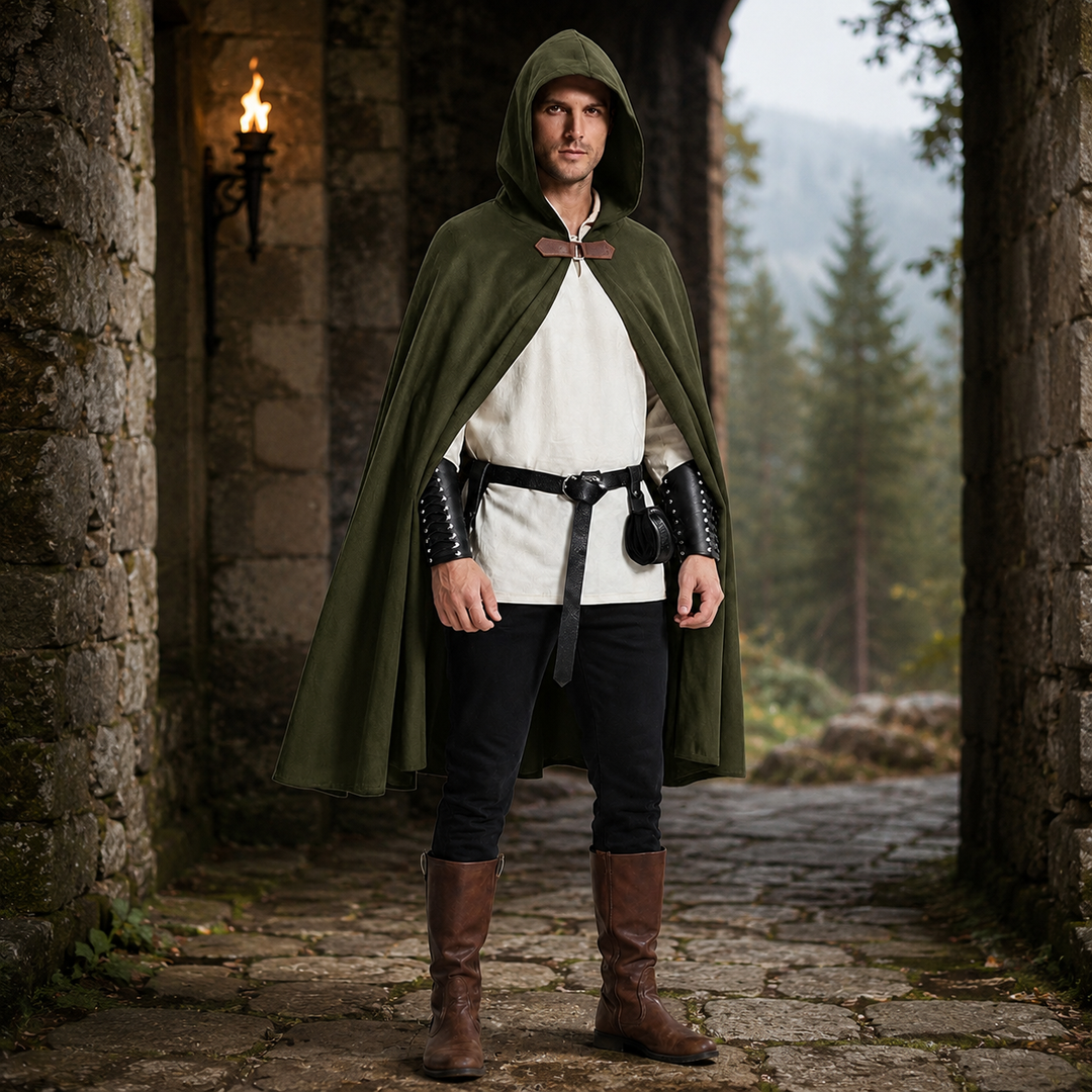 Medieval Hooded Cape Renaissance Halloween Costume Accessory