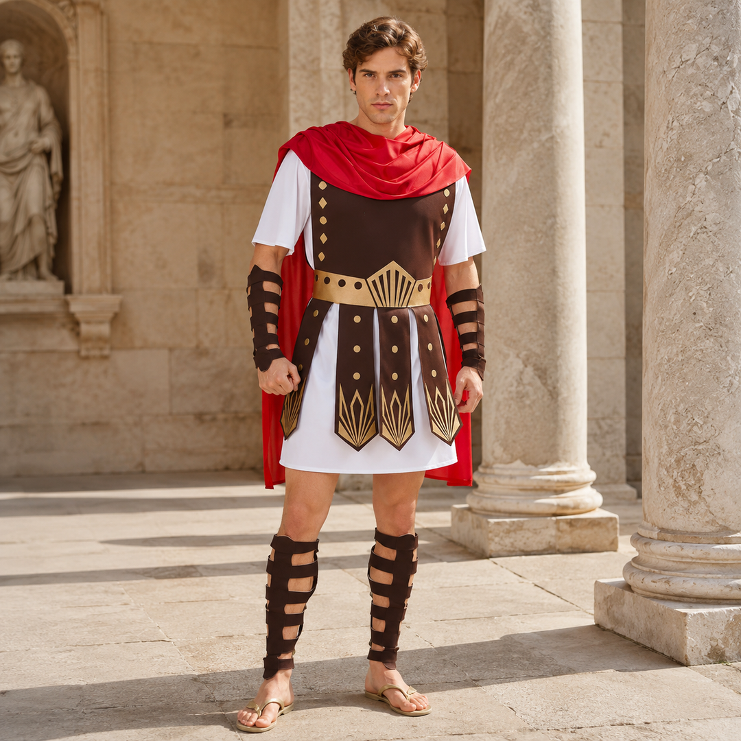 Roman Gladiator Costume Warrior Costume with Cape for Men and Women