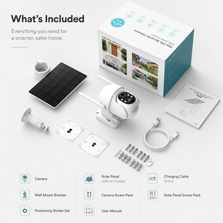 Solar Security Camera 4G LTE 360 Live View 2.5K Outdoor Wireless No WiFi