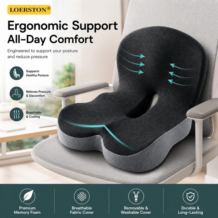 Memory Foam Lumbar Support Cushion Car Seat Office Chair Back Support Pillow