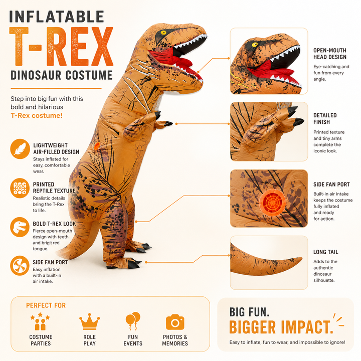Inflatable T-Rex Dinosaur Costume for Halloween