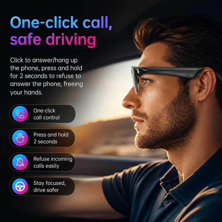 Smart Glasses AI Translation Bluetooth Audio Sunglasses Music Calls Recording