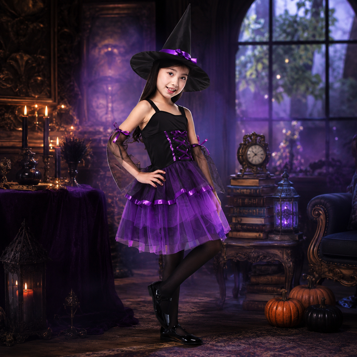 Girls Witch Costume with Hat Halloween Costume