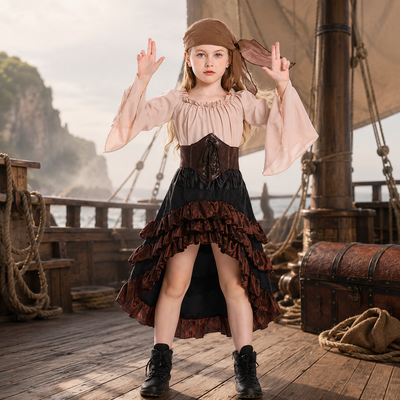 Girls Pirate Costume Ruffle Skirt Halloween Costume