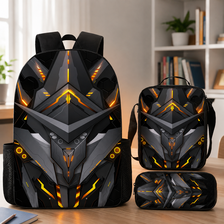 Boys Cyberpunk Robot School Backpack Set for Students