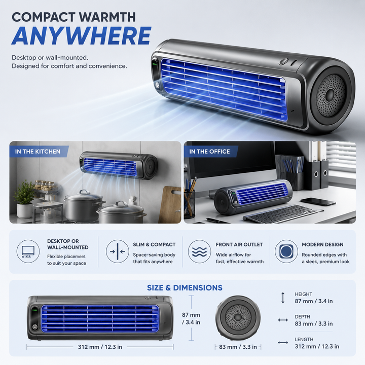 Portable AC Fan Wall Mount Desktop No Drilling 3-Speed Silent Home