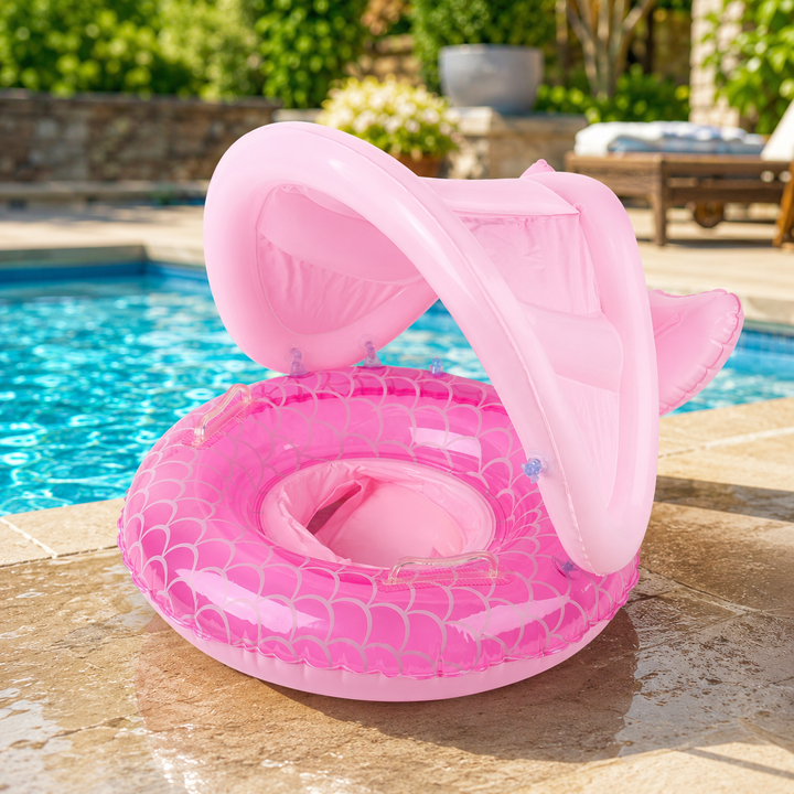 Canopy Swim Ring Pool Float Safety Seat Sun Protection Kids