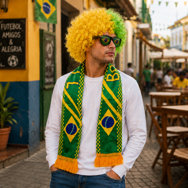 Country Flag Headband Afro Wig Hat Sports Fan Kit Sunglasses Scarf World Cup Independence Day