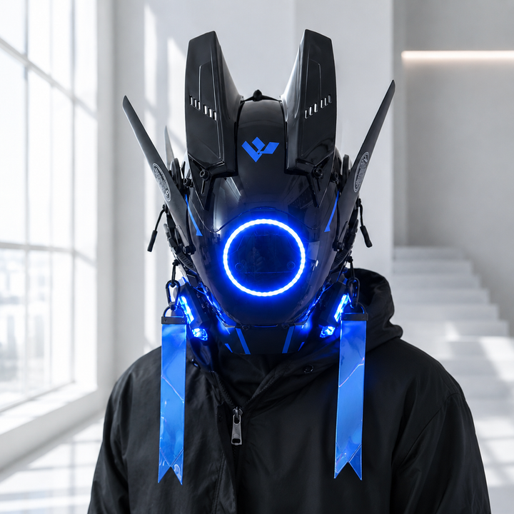 Cyberpunk LED Light-Up Helmet Mask for Rave Festival Costume