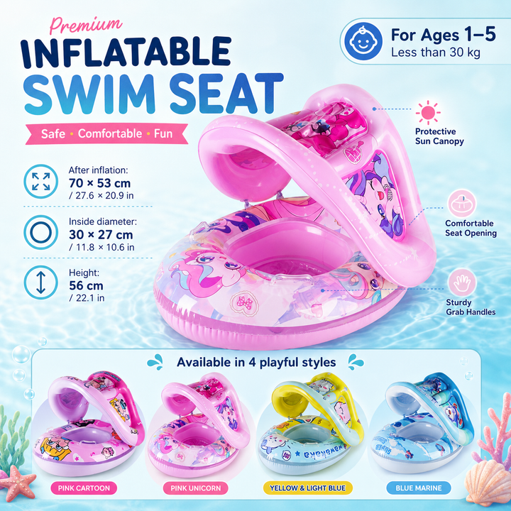 Inflatable Swim Ring Sun Canopy Pool Float Sunshade Summer Beach Water