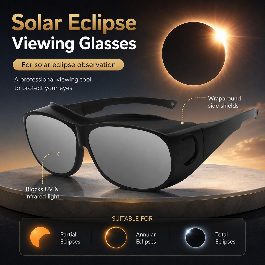 Solar Eclipse Glasses Protective Fit-Over Eyewear for Safe Eclipse Watching