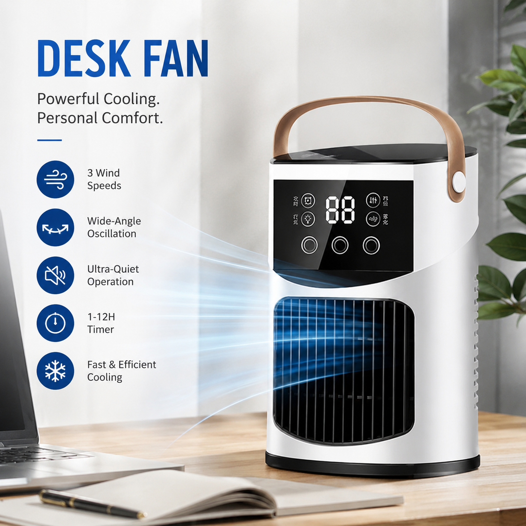 Portable Air Conditioner Desk Fan Spray Humidifier Timer Quiet Air Cooling