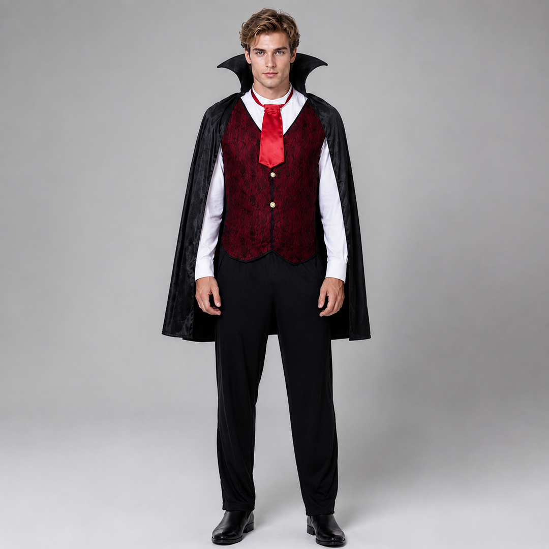 Vampire Cape Costume with Vest and Collar for Men