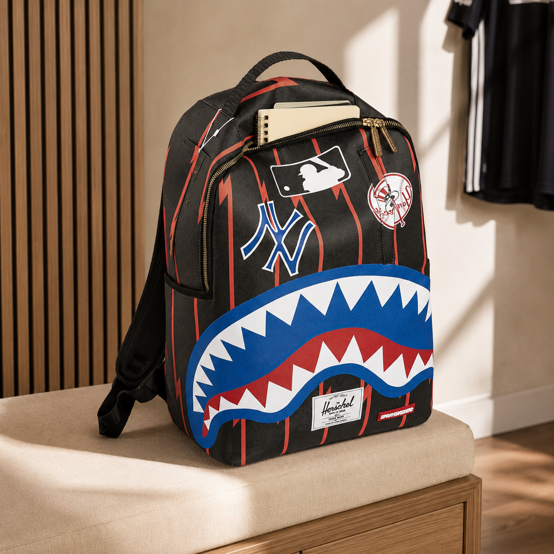 Shark Mouth Graffiti School Backpack Street Style Skateboard Bag Large Capacity