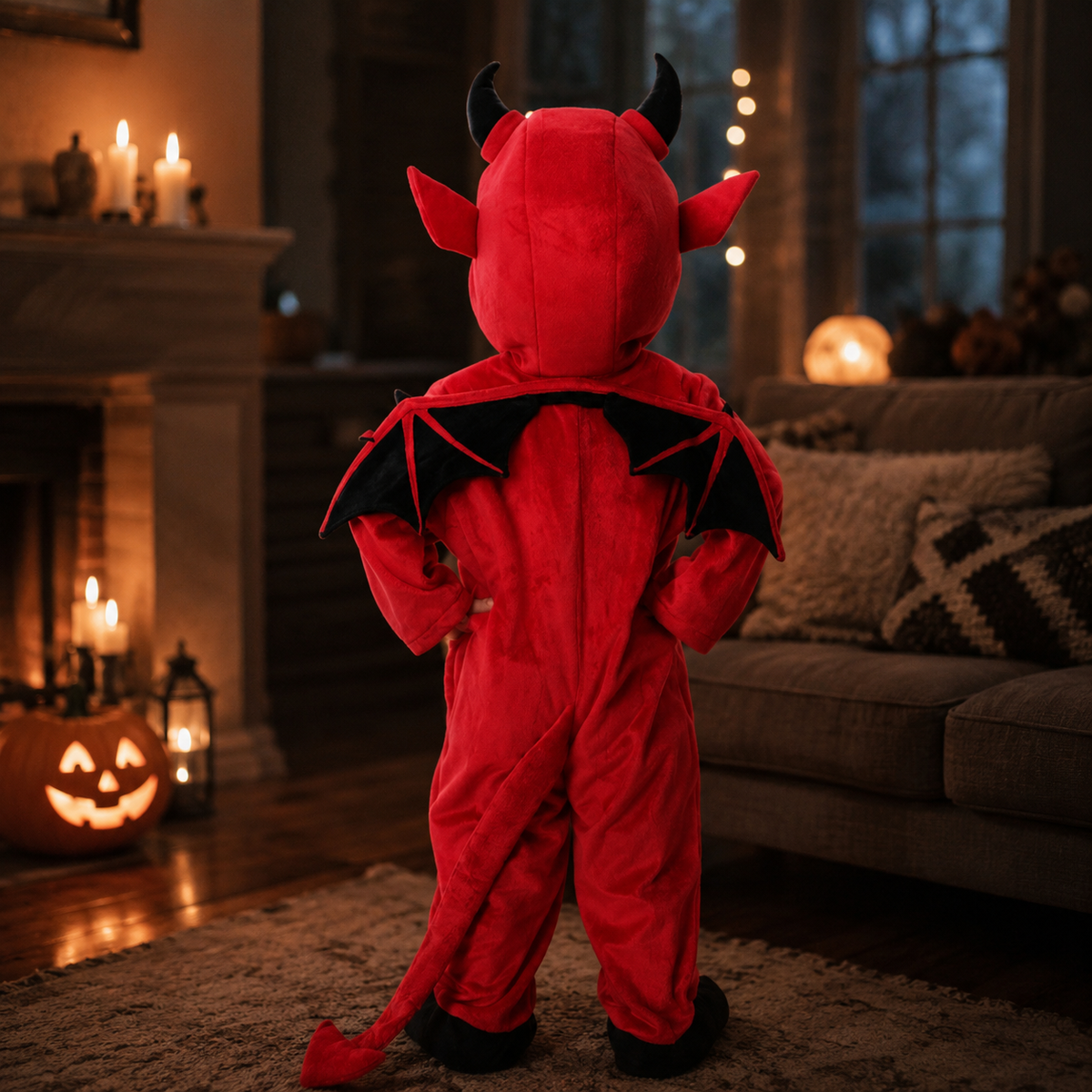Kids Devil Bat Wings Halloween Costume Boys Girls Trick or Treat Cosplay Performance Outfit
