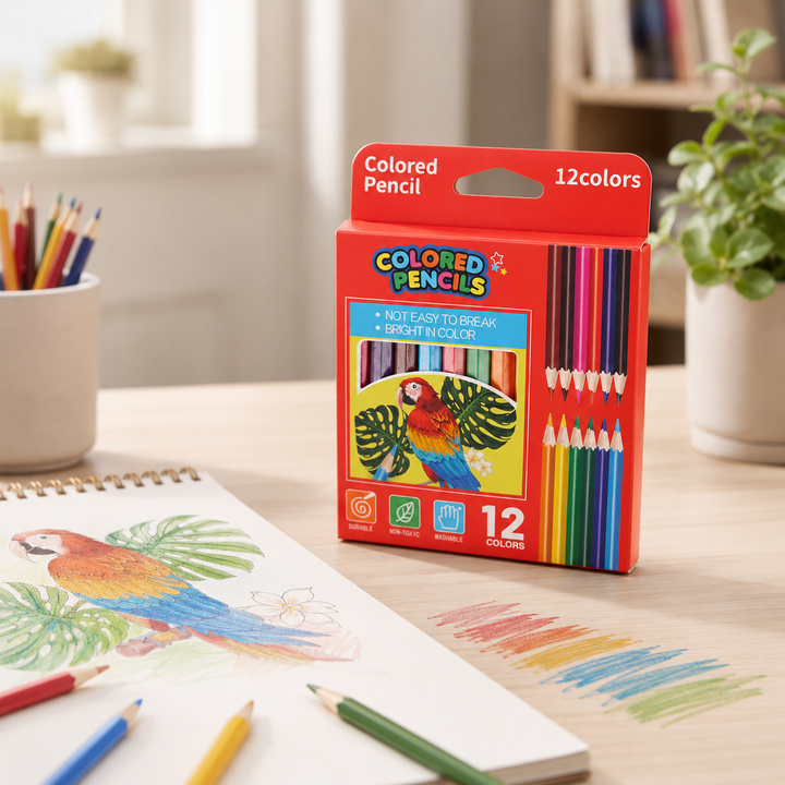 12 Color Break-Resistant Pencil Set for Kids