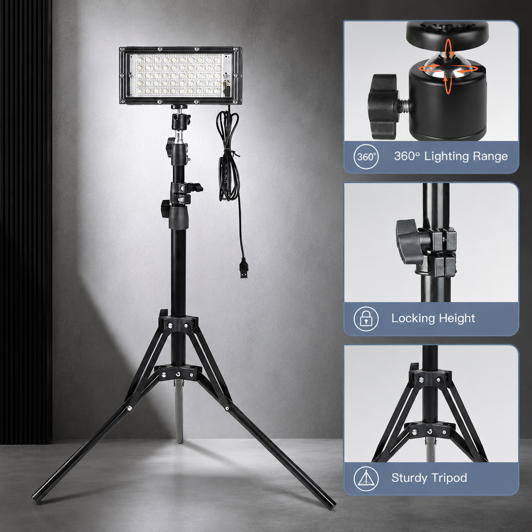 Camping LED Work Light with Tripod Stand Portable Flood Light Rechargeable