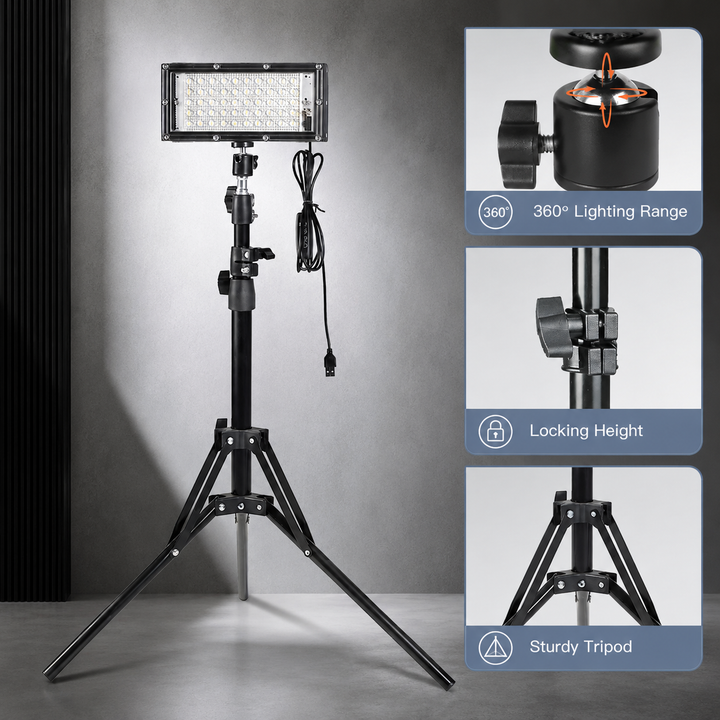 Camping LED Work Light with Tripod Stand Portable Flood Light Rechargeable