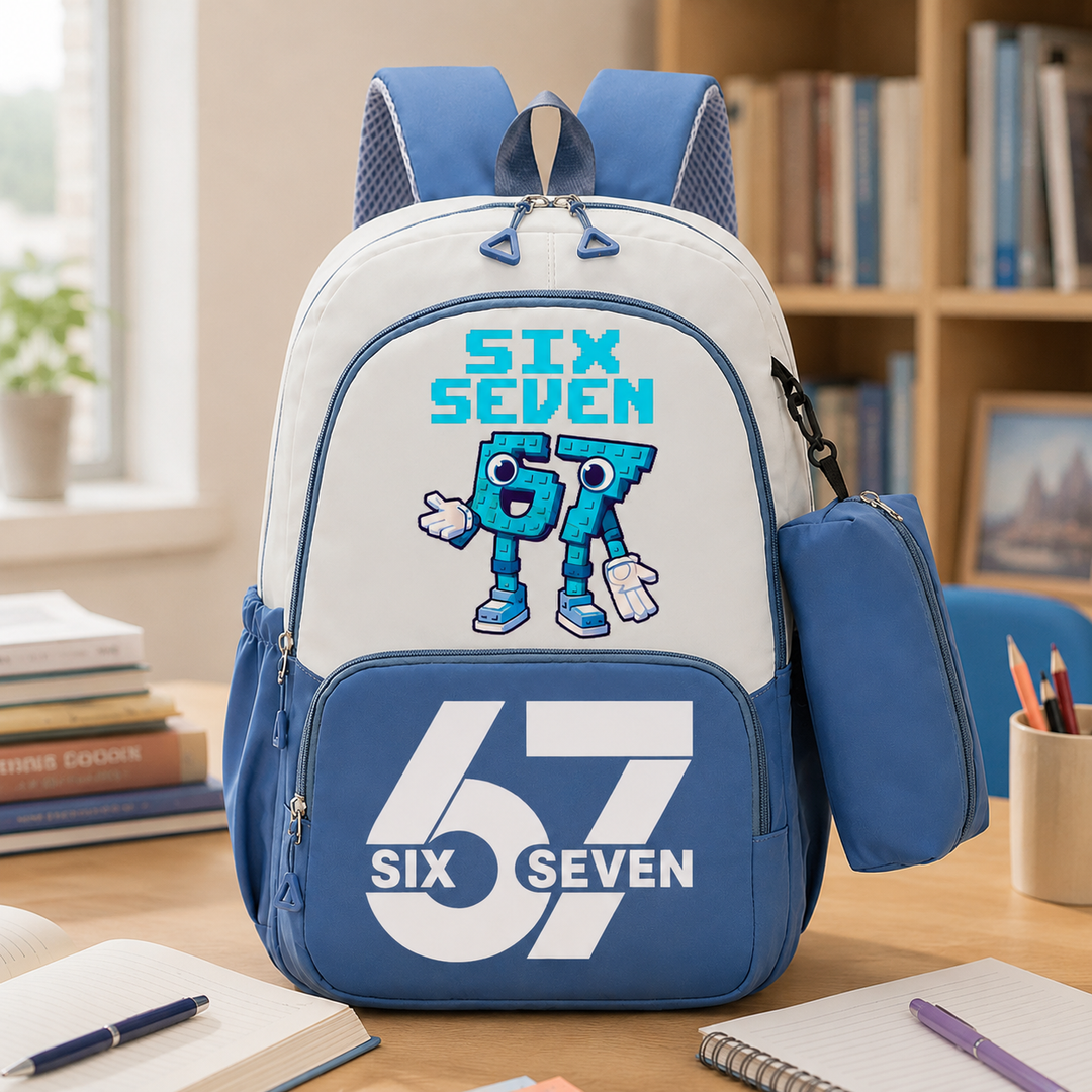 Six Seven 67 Unisex 2-Piece School Backpack Set with Pencil Case