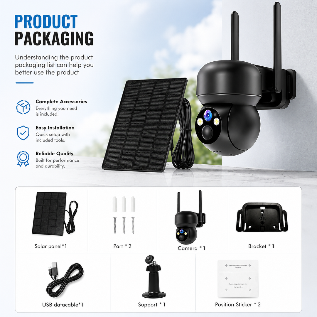 Solar Security Camera 4G LTE Outdoor No WiFi 365 Day Non-Stop Power
