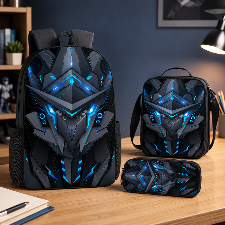 Boys Cyberpunk Robot School Backpack Set for Students