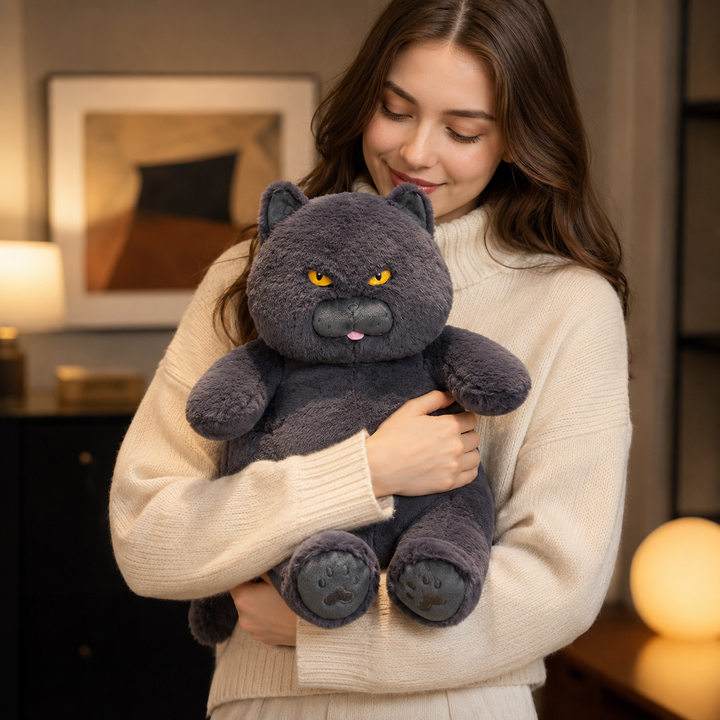 Chubby British Shorthair Cat Plush Soft Stuffed Kids Gift