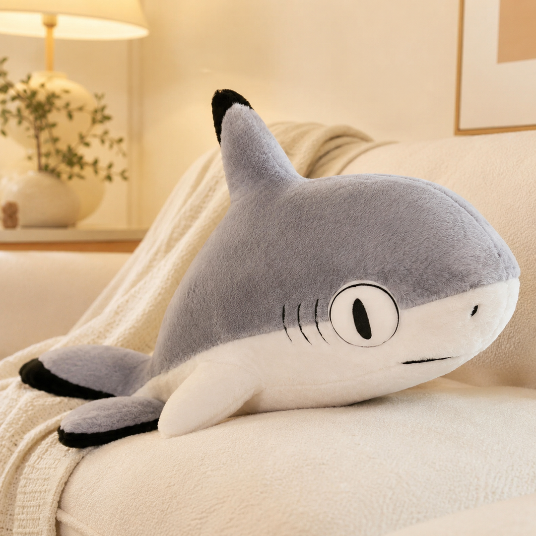 Shark Cat Plush Pillow Big Fluffy Stuffed Soft Sleeping Kids Gift
