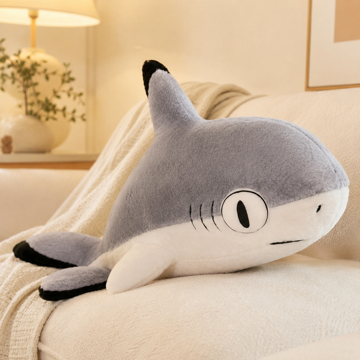 Shark Cat Plush Pillow Big Fluffy Stuffed Soft Sleeping Kids Gift
