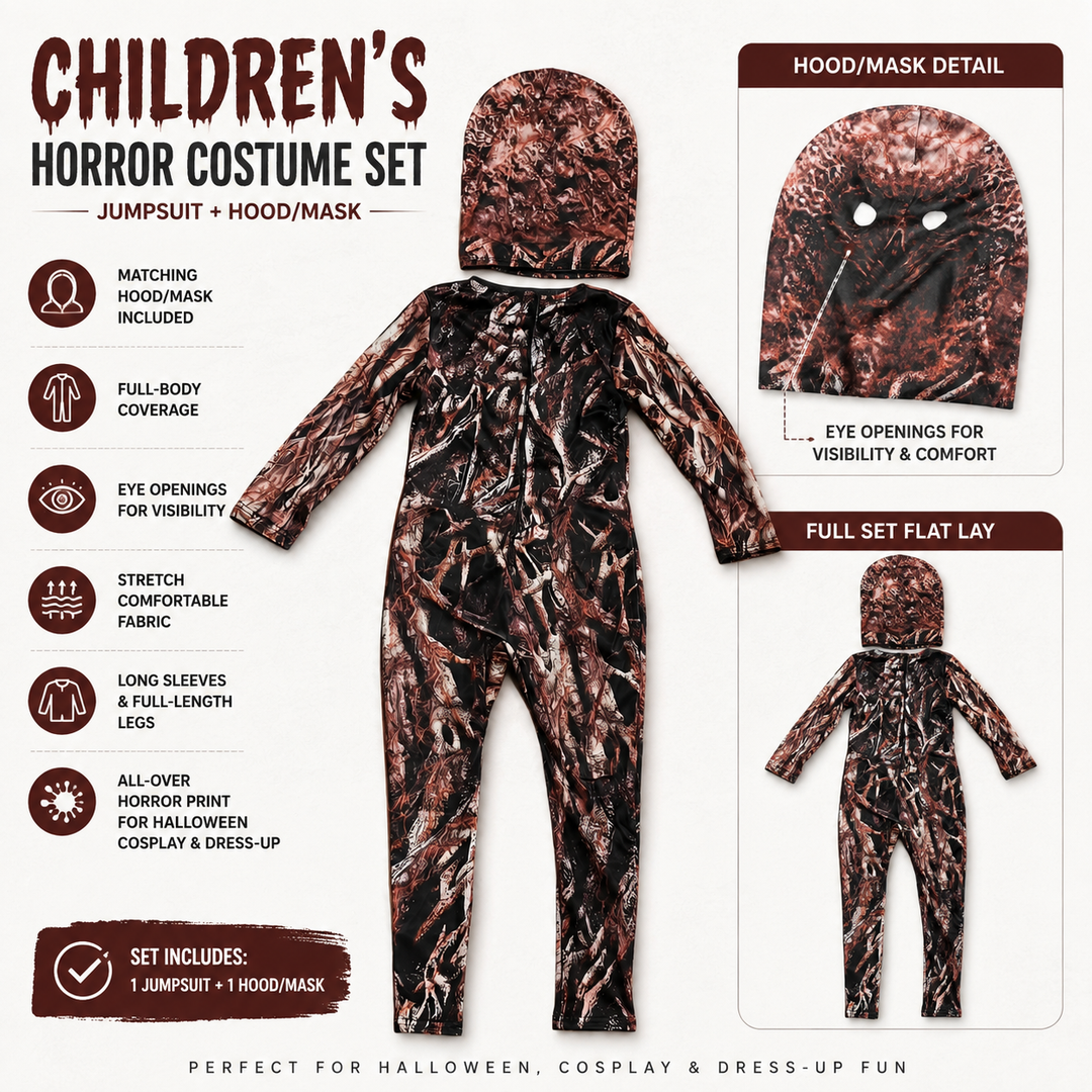 Tree Monster Bark Print Bodysuit Costume for Kids Halloween