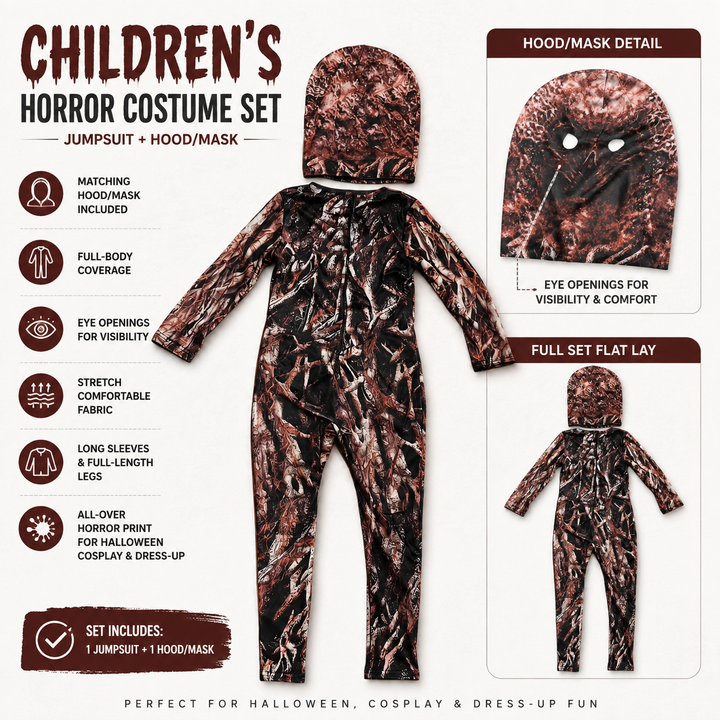 Tree Monster Bark Print Bodysuit Costume for Kids Halloween