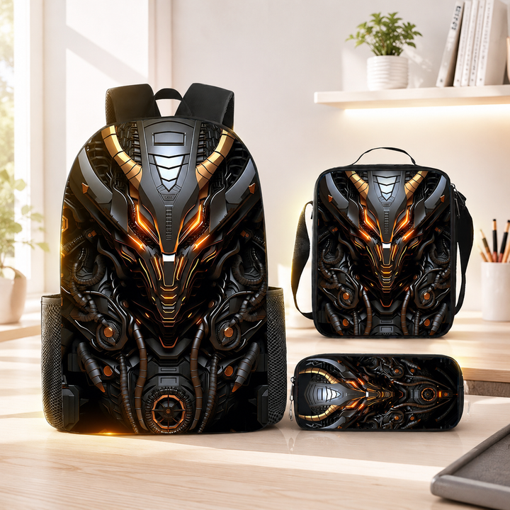 Boys Cyberpunk Robot School Backpack Set for Students