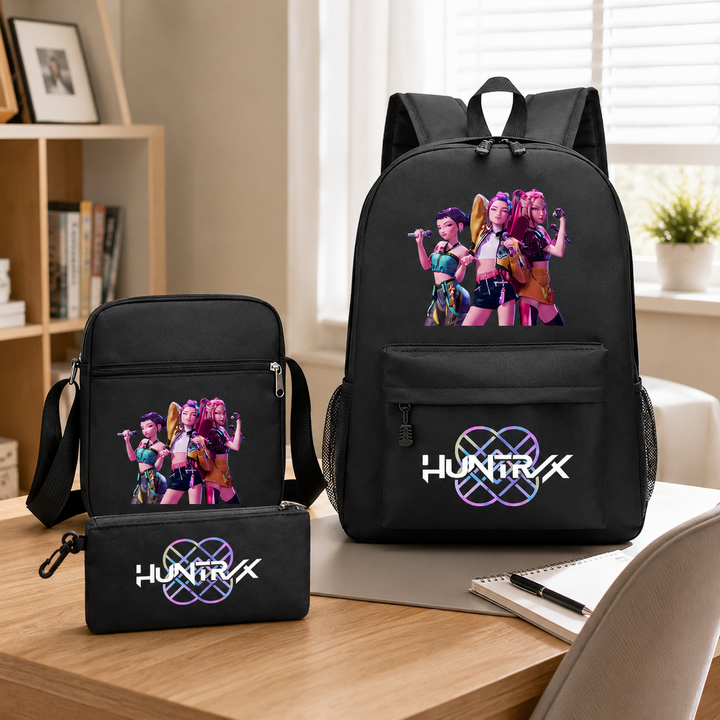 KPop Demon Hunters 3-Piece School Backpack Set with Crossbody Bag and Pencil Case
