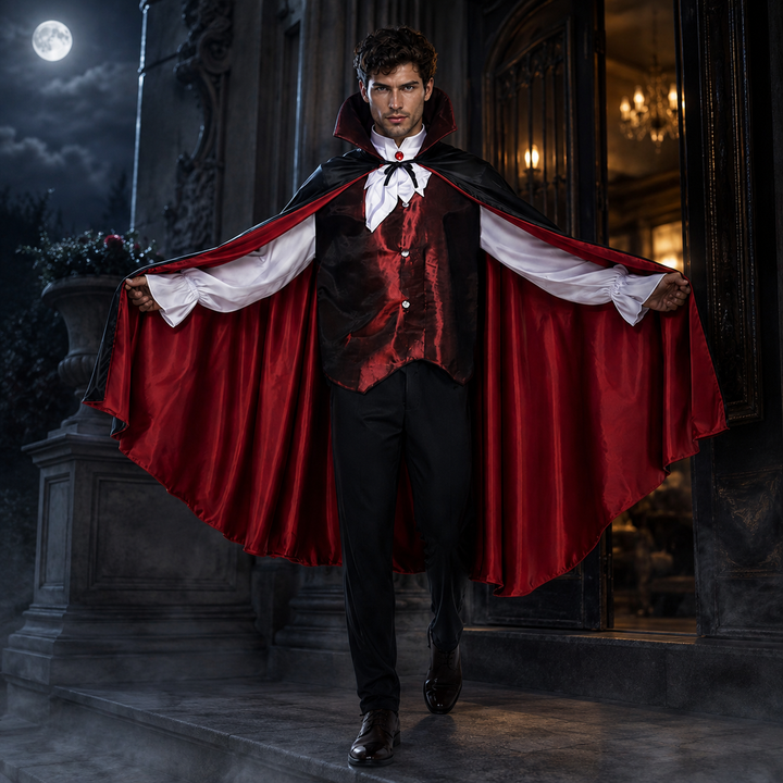 Vampire Cape Costume with Vest and Collar for Men