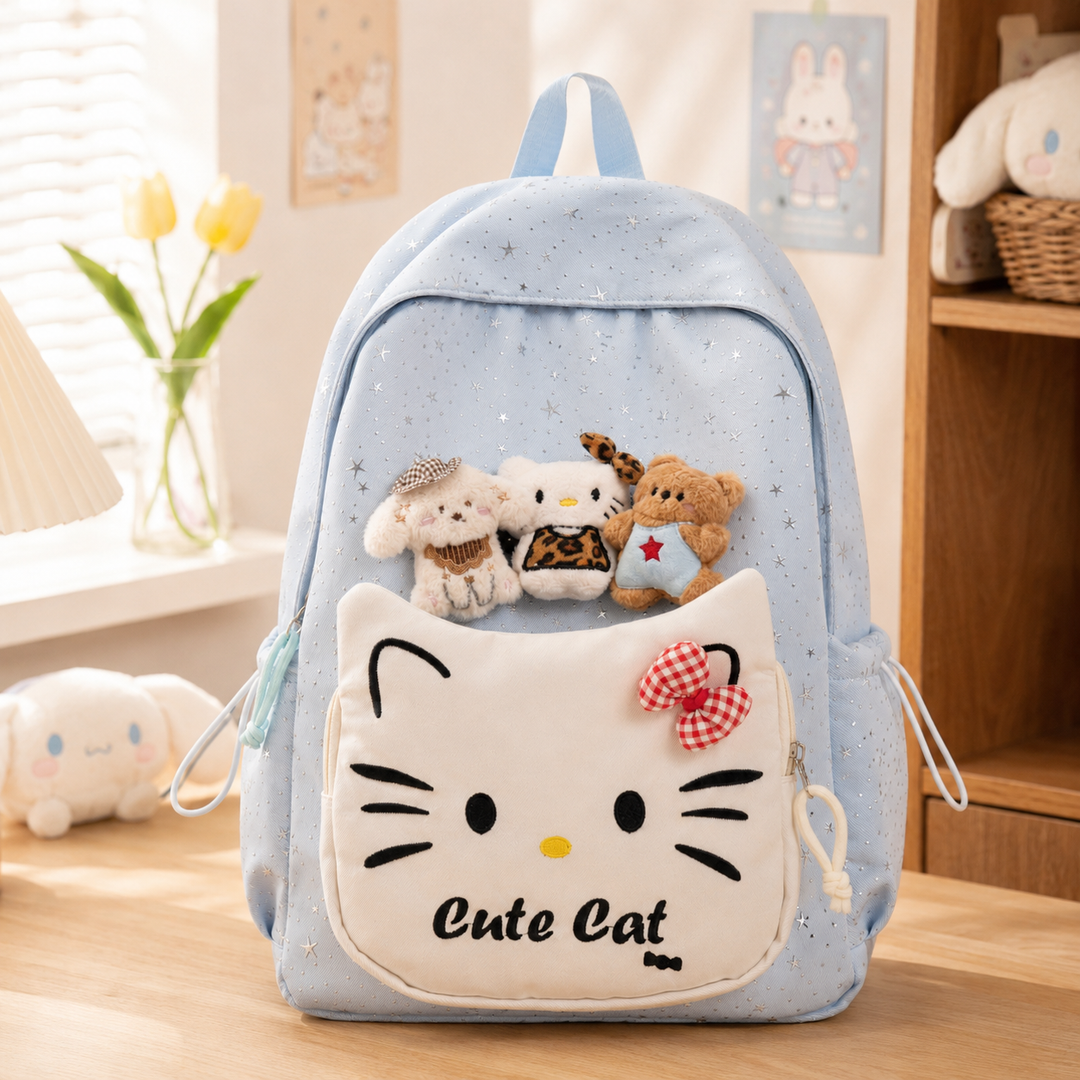 Hello Kitty Girls School Backpack, Large Capacity Lightweight