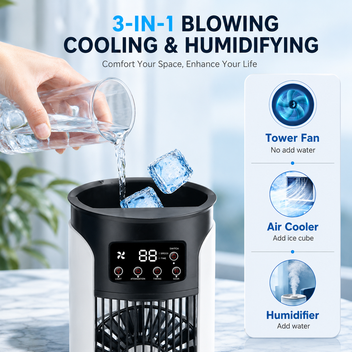 Portable Air Conditioning Tower Fan 6 Speed USB Mini Air Cooler Humidifier