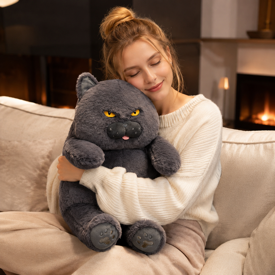 Chubby British Shorthair Cat Plush Soft Stuffed Kids Gift