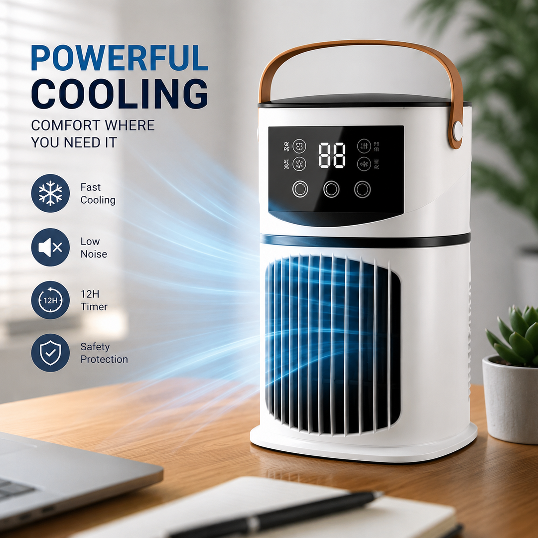 Portable Air Conditioner Desk Fan Spray Humidifier Timer Quiet Air Cooling