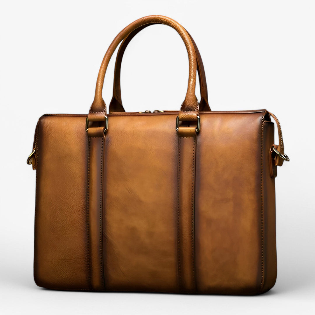 Leather Laptop Bag Briefcase with Top Handles and Shoulder Strap