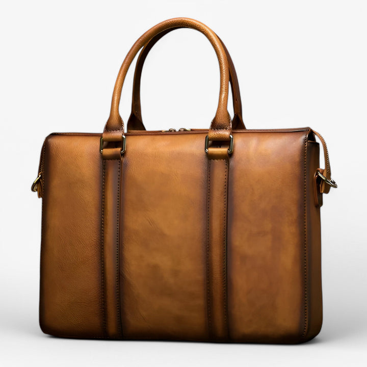 Leather Laptop Bag Briefcase with Top Handles and Shoulder Strap