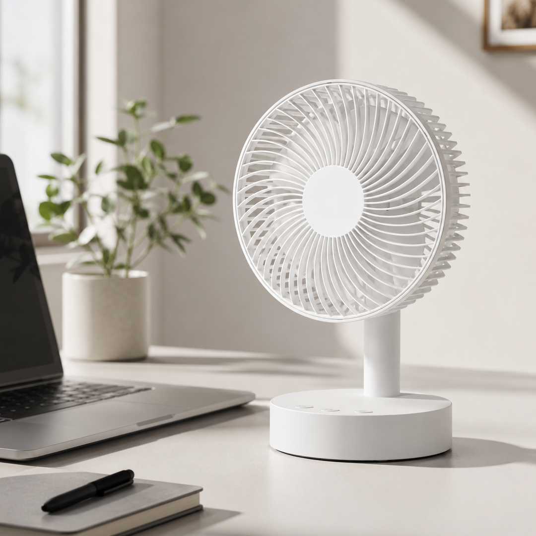 USB Desk Fan 3600mAh 4-Speed Adjustable Oscillating Portable Table